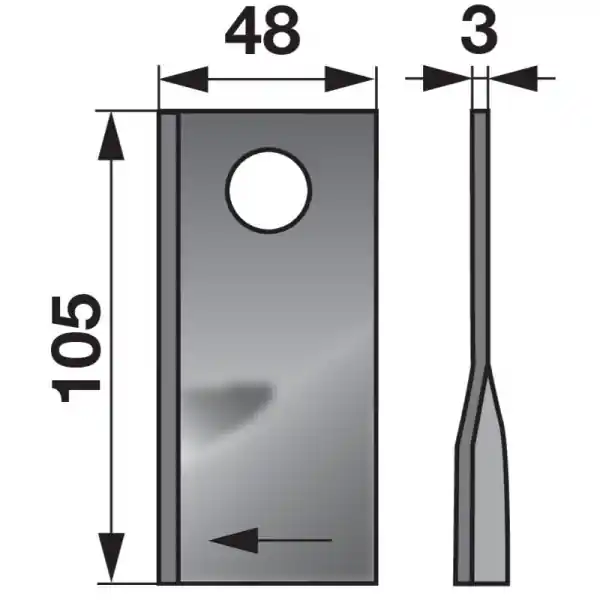 Aktuální Nůž rotační sekačky rotace vpravo 100 x 48 x 3 mm