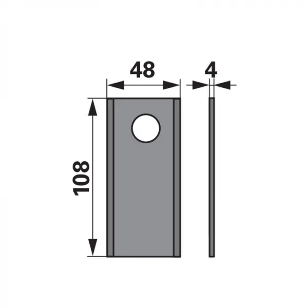Originální Nůž rotační sekačky rotace vlevo / vpravo 108 x 48 x 4 mm
