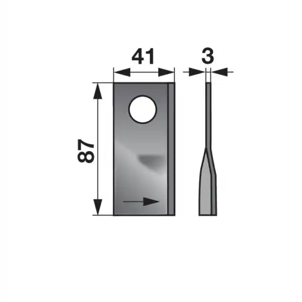 Aktuální Nůž rotační sekačky rotace vlevo 88 x 40 x 3 mm
