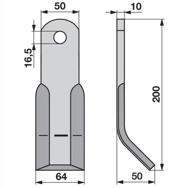 Y-nůž mulčovače 50x10x200 D16,5  Kverneland 6400080 Doprava Zdarma