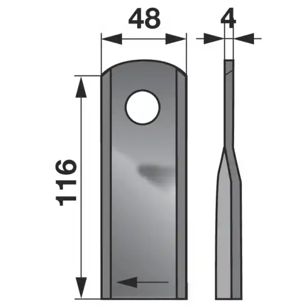 Bezpečná Platba Nůž rotačky pravý 116x48x4 mm, ø 20,5 mm, Kuhn K6804720