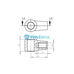 Oko k plynové vzpěře BM, pr. 8,2x18mm, c=25mm, pro závit M8, zamak Dokud Zásoby Vydrží