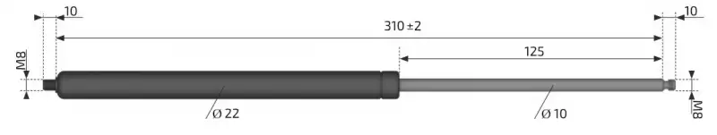Plynová vzpěra AL-KO 310mm, 1300N, M8-M8, 10/22 Nejlepší Cena