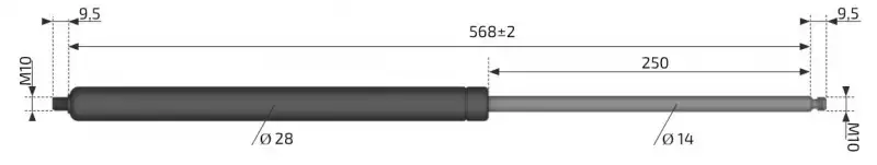 Akce Plynová vzpěra AL-KO 568mm, 2400N, M10-M10, 14/28